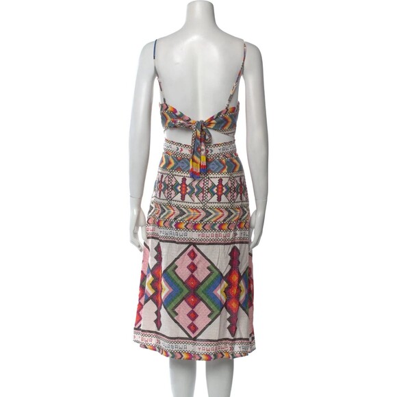 NWT. FARM RIO Amulet Multicolored Textured Linen Midi Dress Size M - Picture 8 of 10